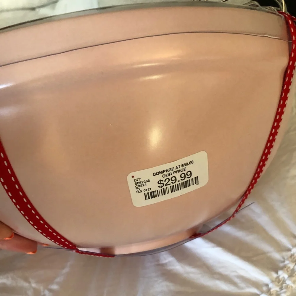 Rae Dunn Blush Pink Ceramic Mixing bowl with whisk - Picture 3 of 3